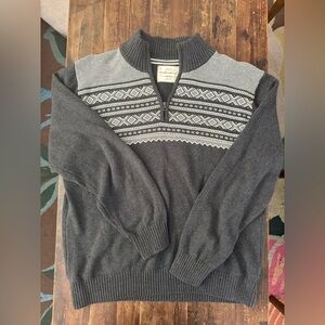 Weatherproof Vintage Men's Gray Patterned Quarter zip pullover sweater